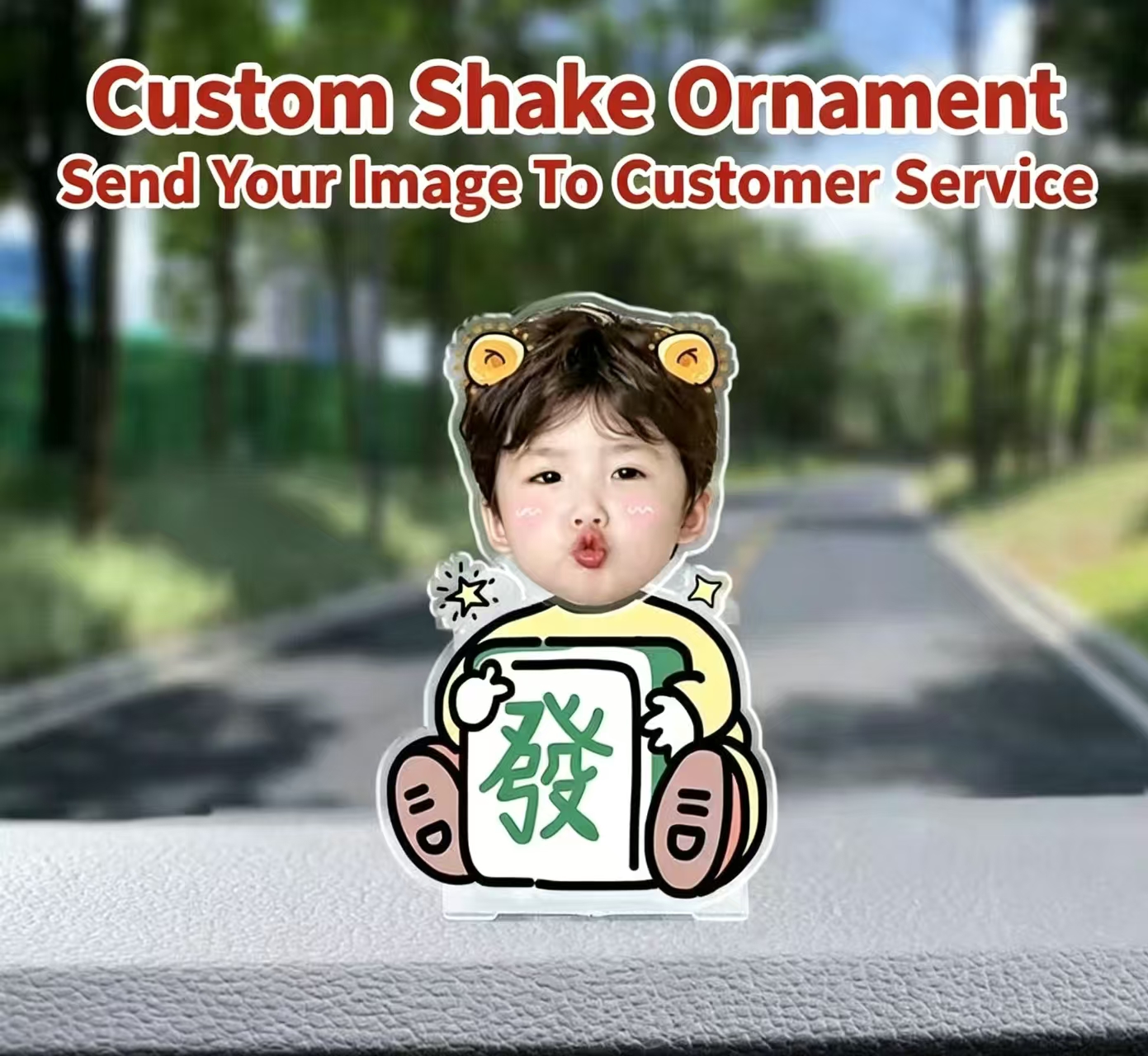Custom Shake Bobblehead Ornament with Your Photo, Personalized Acrylic Cartoon Figure Dashboard Decor, Custom Family Kid Face Shaking Standee for Birthday Car Gift - Image 5