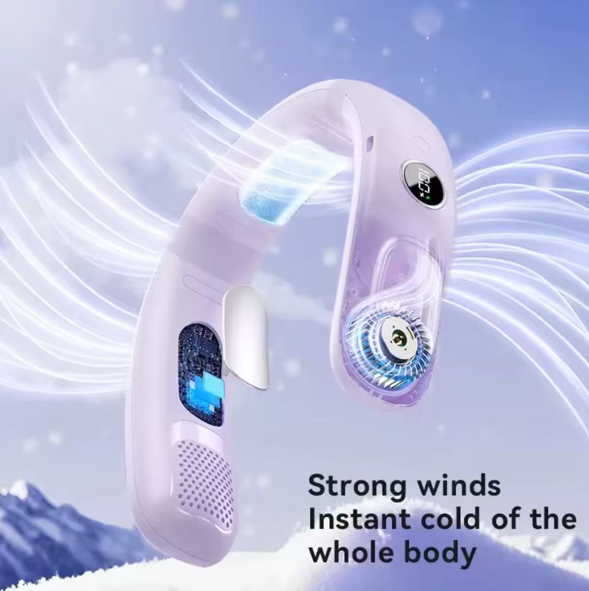 N90 Neck Fan Semiconductor Cooling 5-Speed Bladeless Wearable Fan USB Rechargeable Portable Outdoor Travel Camping - Image 3
