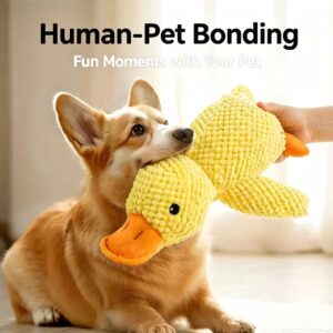 Pineapple Textured Durable Squeaky Yellow Duck Dog Toy, Teething & Stress Relief Pet Plush