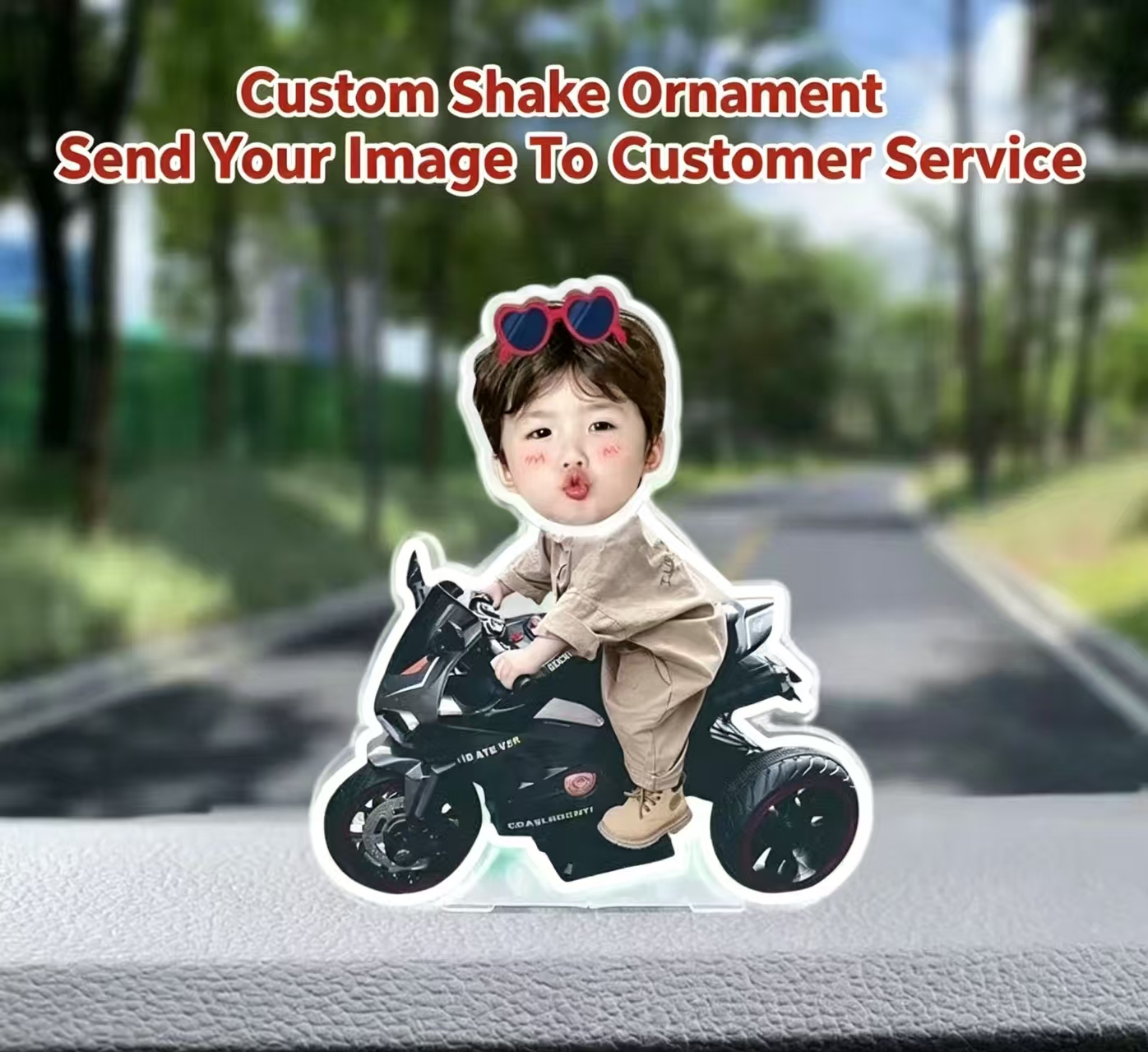 Custom Shake Bobblehead Ornament with Your Photo, Personalized Acrylic Cartoon Figure Dashboard Decor, Custom Family Kid Face Shaking Standee for Birthday Car Gift - Image 3