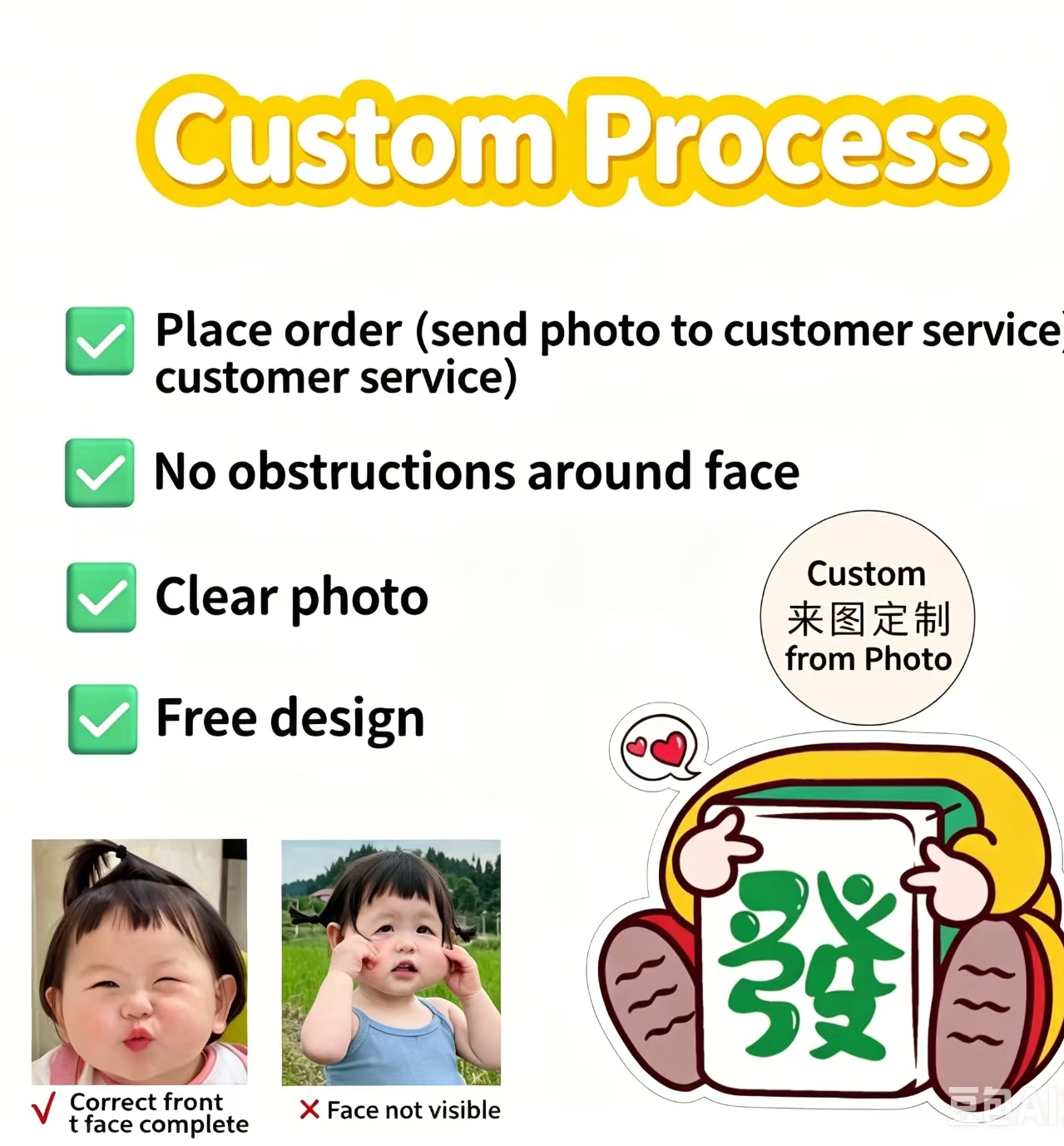 Custom Shake Bobblehead Ornament with Your Photo, Personalized Acrylic Cartoon Figure Dashboard Decor, Custom Family Kid Face Shaking Standee for Birthday Car Gift - Image 2