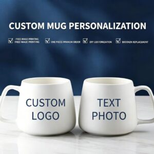 Custom Photo Ceramic Mug, Personalized Text Logo Coffee Cup, DIY Customized Mugs for Birthday Wedding Gift, 350ml White Milk Tea Cup with Smooth Rim